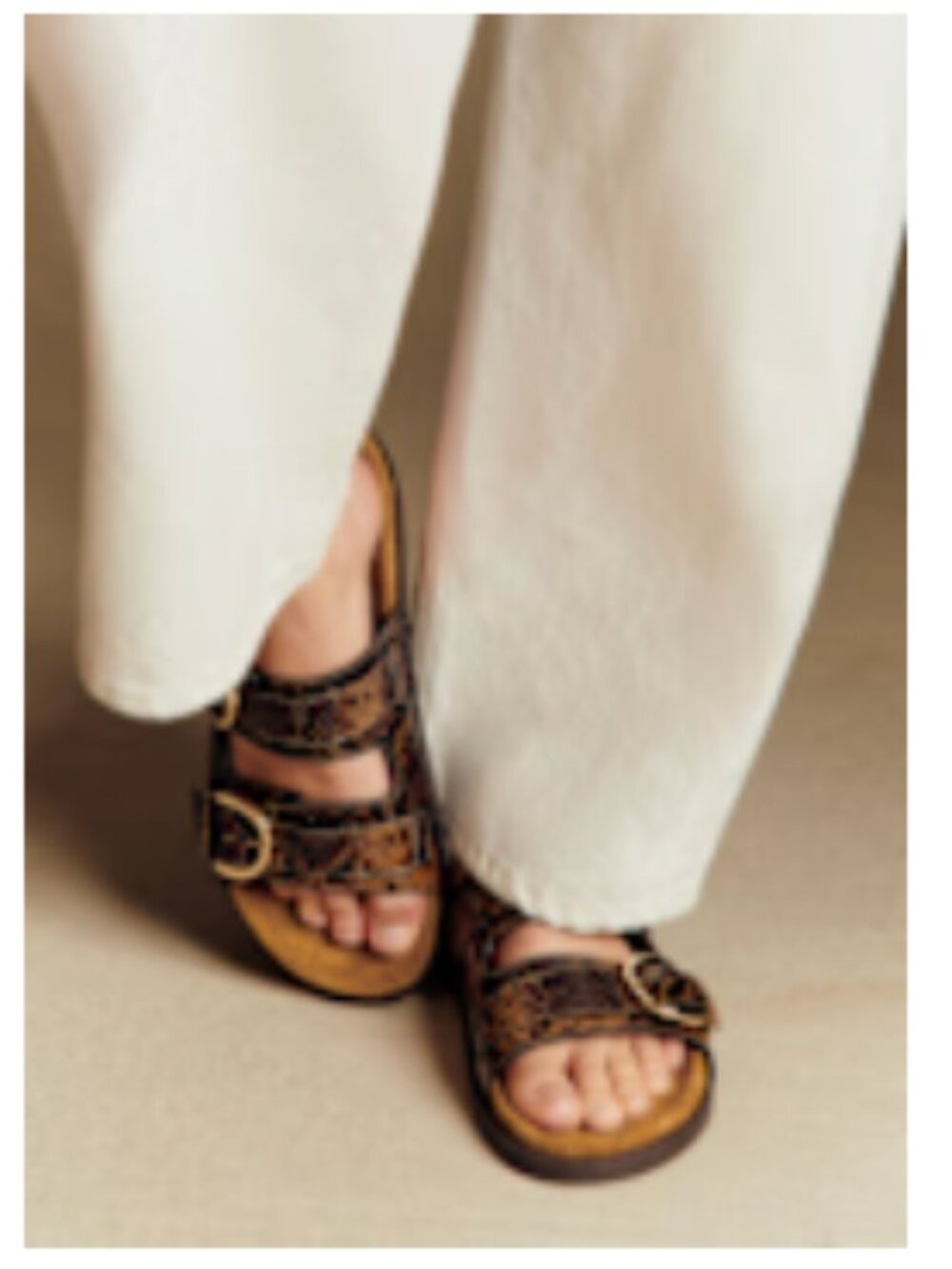 Sezane Lenny Low Mules Olive Green Python Print - Size US 7